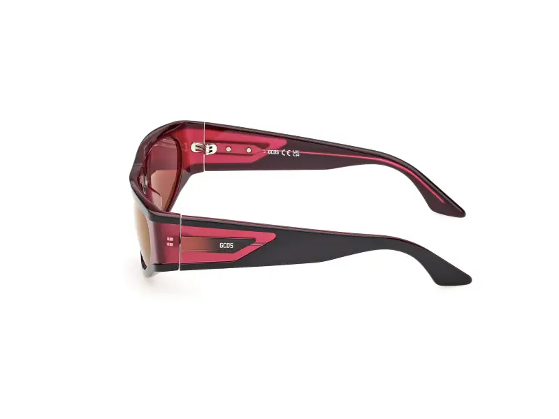 Unisex GD0066 01U Occhiali da sole Acetato Nero Bordeaux Rotonda Normale miniatura 3