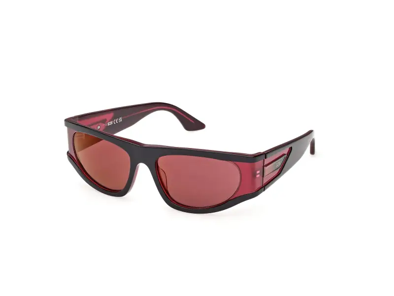 Unisex GD0066 01U Occhiali da sole Acetato Nero Bordeaux Rotonda Normale