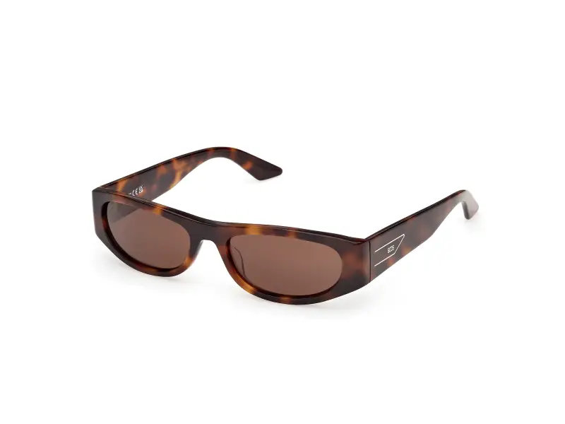Unisex GD0070 52E Occhiali da sole Acetato Havana Marrone Rotonda Normale