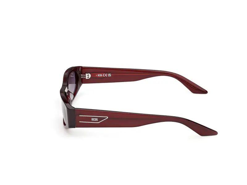 Unisex GD0070 69B Occhiali da sole Acetato Bordeaux Fumo Rotonda Normale miniatura 3