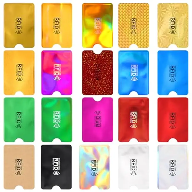 GEEHUA Confezione da 20 Custodie per Carte con Blocco RFID, Credito Custodie con Blocco RFID, Custodia per Protezione Carta RFID Prevenzione del furto d'identità per Donne e Uomini (20 Colori)