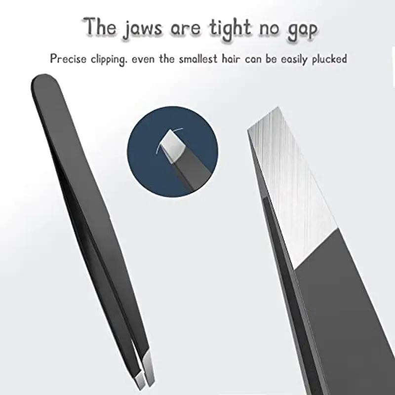 GeekerChip Pinza per depilare, pinzetta professionale per sopracciglia, pinzette in acciaio inossidabile per sopracciglia, setole incarnite facciali, pinzette per depilazione dei peli, colore: nero miniatura 3