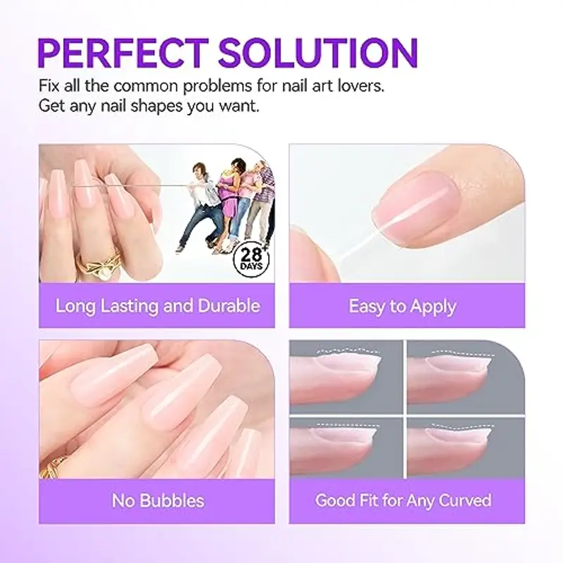 Gelike ec Colla per Unghie Finte 6 in 1, Base Coat Semipermanente Unghie, Nail Glue per Tip UV en Gel Resina Extra Forten 8ml, Gelatina Pesca miniatura 3