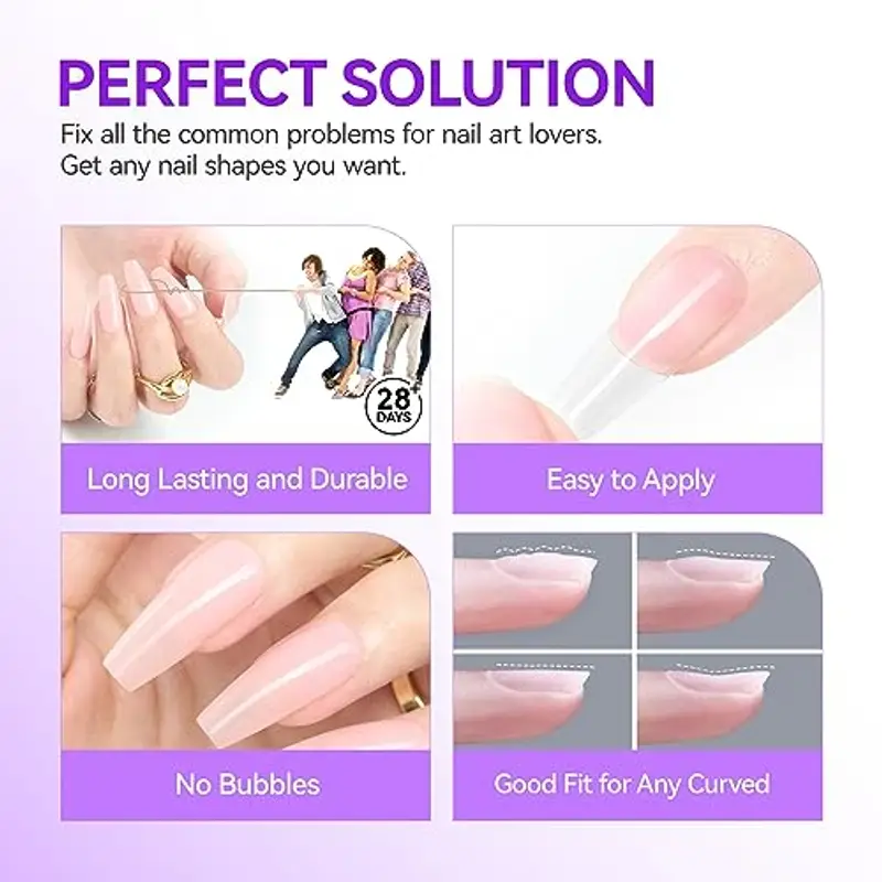 Gelike ec Colla per Unghie Finte 6 in 1, Base Coat Semipermanente Unghie, Nail Glue per Tip UV en Gel Resina Extra Forten 8ml, Rosa Baby Chiaro miniatura 3