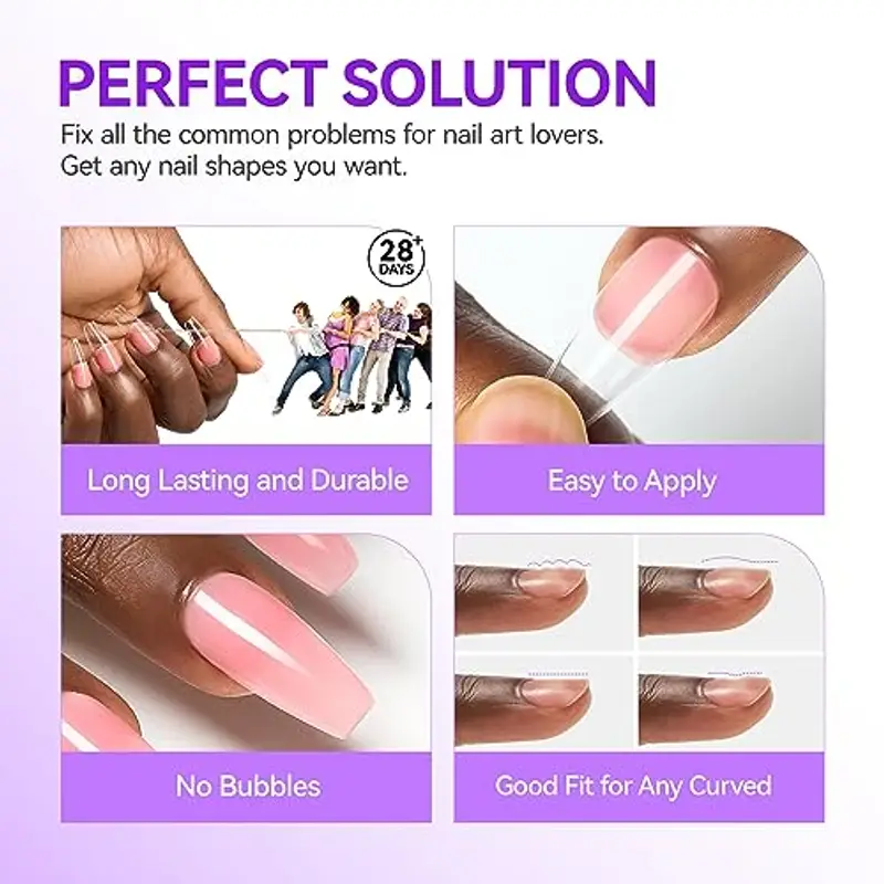Gelike ec Colla per Unghie Finte 6 in 1, Base Coat Semipermanente Unghie, Nail Glue per Tip UV en Gel Resina Extra Forten 8ml, Rosa Cipria Chiaro miniatura 3