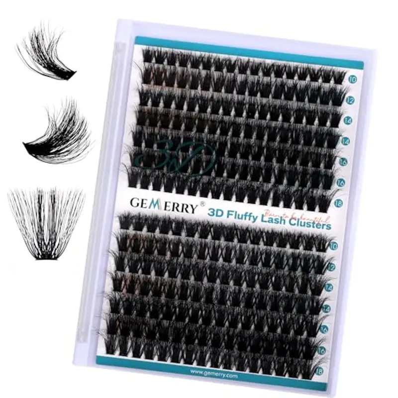 GEMERRY 3D Effect Ciglia Finte 80D/100D Cluster Volume Russo 10-18mm mix 0.07 mm D Curl Fai Da Te a Casa per Principianti Individuali Professional Ciglia Finte Extension(3D-80D+100D-0.07D-10-18mm)
