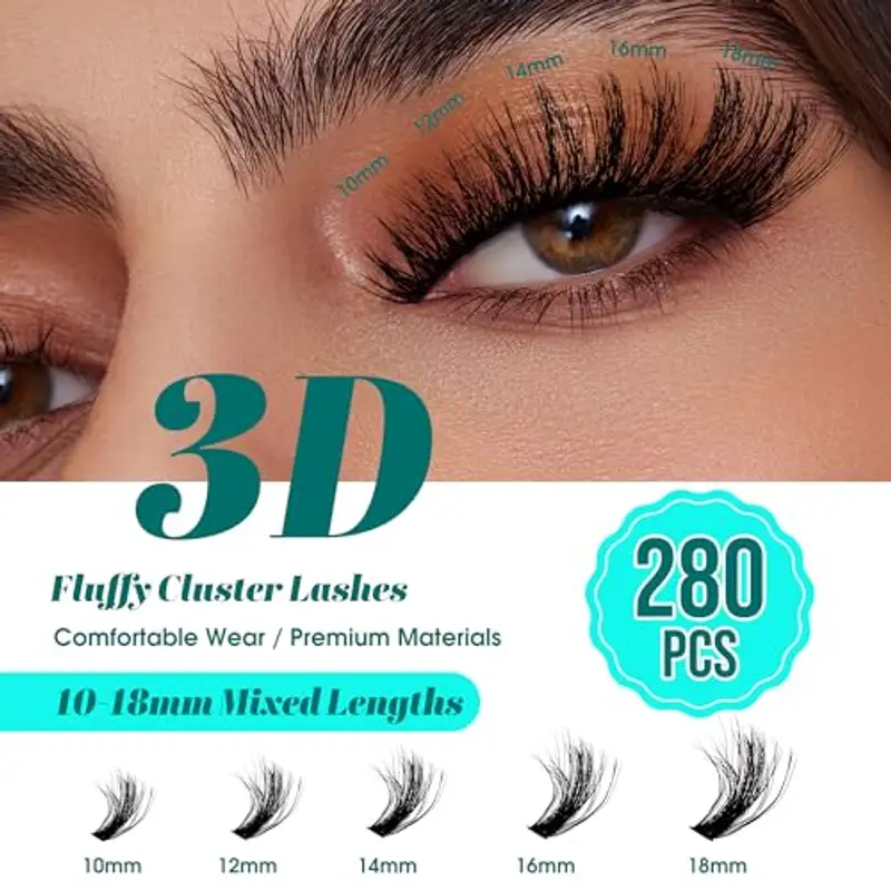 GEMERRY 3D Effect Ciglia Finte 80D/100D Cluster Volume Russo 10-18mm mix 0.07 mm D Curl Fai Da Te a Casa per Principianti Individuali Professional Ciglia Finte Extension(3D-80D+100D-0.07D-10-18mm) miniatura 2