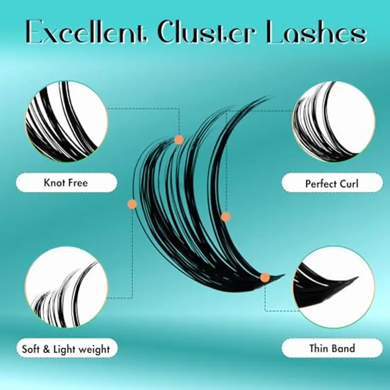 GEMERRY Ciglia Finte Ciuffetti Kit 50D Ciuffi a Ciglia 0.07mm D Curl 10-18mm con Bond and Seal Pinzette er Uso Personale a Casa Ciglia a Grappolo Extension Ciglia Kit(50D-0.07D-10-18mm-Set) miniatura 3