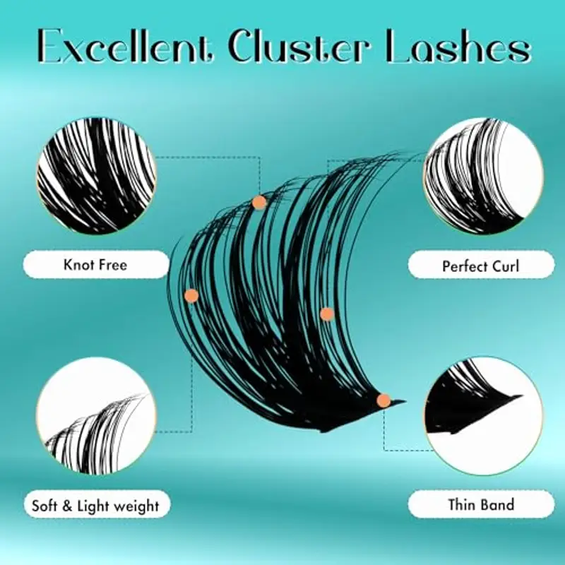 GEMERRY Ciglia Finte Ciuffetti Kit 80D Ciuffi a Ciglia 0.07mm D Curl 10-18mm con Bond and Seal Pinzette er Uso Personale a Casa Ciglia a Grappolo Extension Ciglia Kit(80D-0.07D-10-18mm-Set) miniatura 3