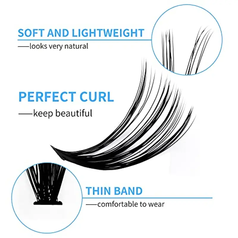 GEMERRY Ciglia Finte Clusters 240pcs Ciuffetti 10D/20D/30D/40D/50D/60D/80D Cluster Volume Fai Da Te a Casa per miniatura 3