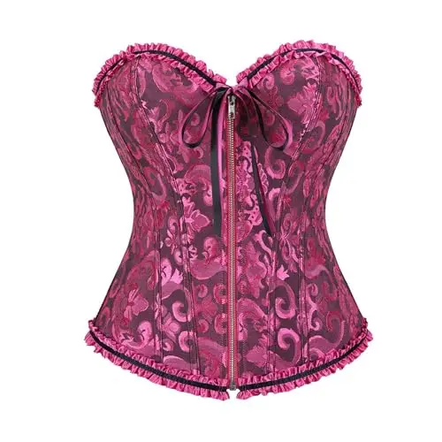 Generico Bustino Corsetto Donna Elegante Satin Floreale Corsetto Stringivita Donna Halloween Corsetti Shapewear
