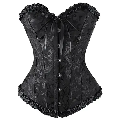 Generico Corsetto Donna Nero Corsetto Stringivita Sexy Bustino Shapewear Lingerie Elegante Bustino Medievale Halloween