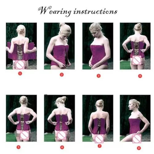 Generico Corsetto Donna Nero Elegante, Corsetto Stringivita, Bustino Shapewear Lingerie, Corpetto in Pizzo Push Up per miniatura 3