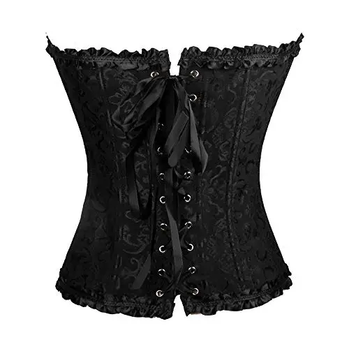 Generico Corsetto Nero Donna Elegante in Raso Corset a Cuore Dimagrante Gothic Bustini Vittoriano Medievale Corsetto miniatura 2