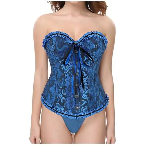 Generico Corsetto per Donne Corsetto Nero Donna Elegante Bustino Shapewear Lingerie Lace Waist Push Up Stringivita miniatura 2