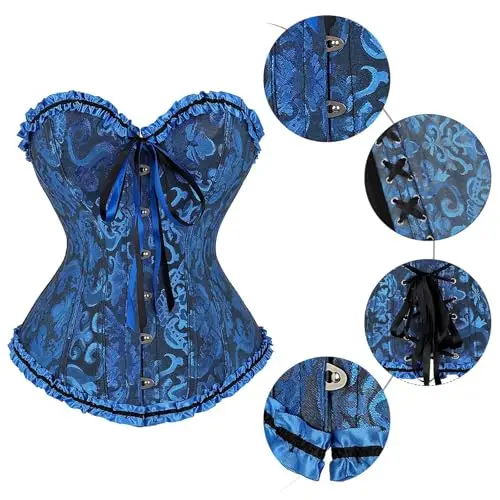 Generico Corsetto per Donne Corsetto Nero Donna Elegante Bustino Shapewear Lingerie Lace Waist Push Up Stringivita miniatura 3