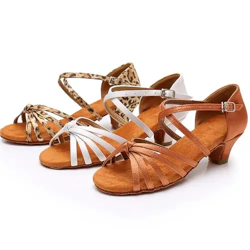 Generico Donna Bambina Scarpe da Ballo Latino/Sala/Liscio Danza Moderna Americano Ragazza Latino morbide e comode miniatura 2
