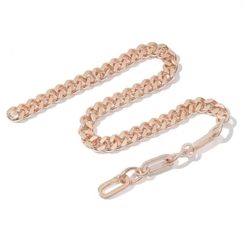 Generico Gioiello a Catena Curb con Cristalli - Placcato Oro Rosa 18K, Lunghezza 50cm, Larghezza 1.4cm, Uomo e Donna miniatura 3