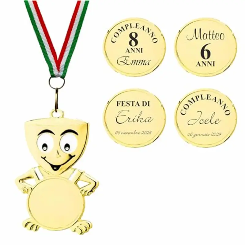 Generico Medaglie Bambino Festa Compleanno Personalizzata (1 Medaglia Personalizzata)