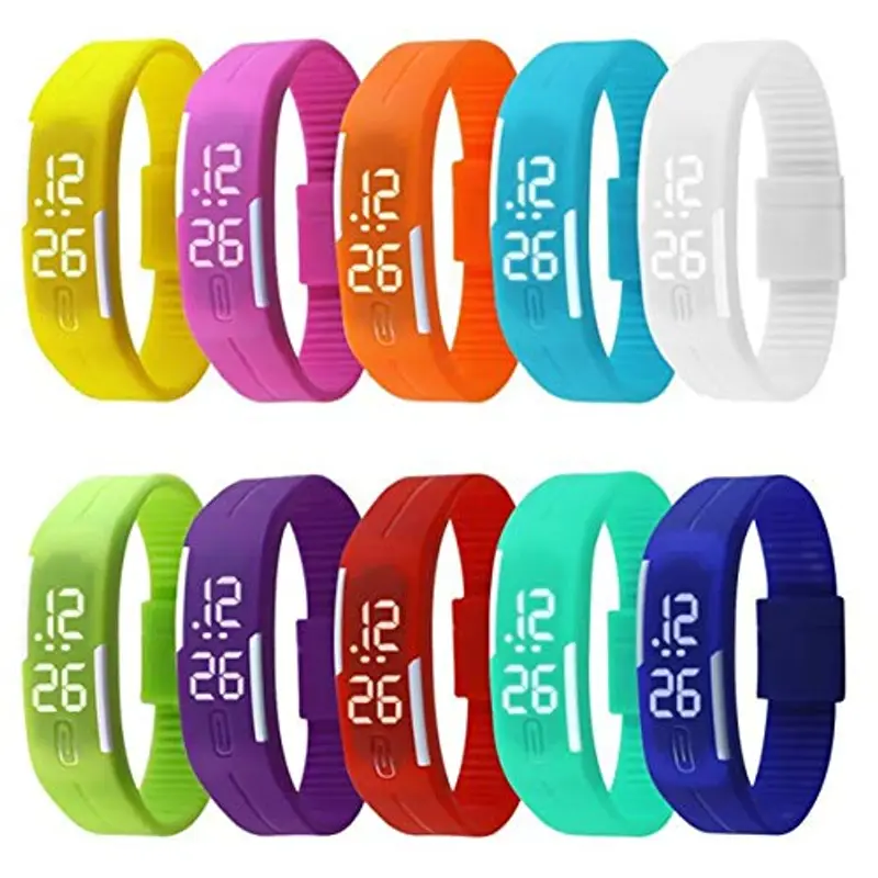 Generico Orologio LED Digitale Ragazze Bambini Silicone Sportivo Casual Unisex Nero 5cm 23cm Multicolore Batteria Inclusa