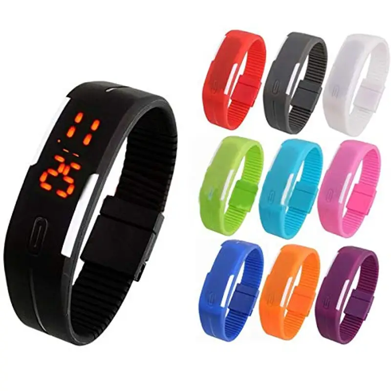 Generico Orologio LED Digitale Ragazze Bambini Silicone Sportivo Casual Unisex Nero 5cm 23cm Multicolore Batteria Inclusa miniatura 3