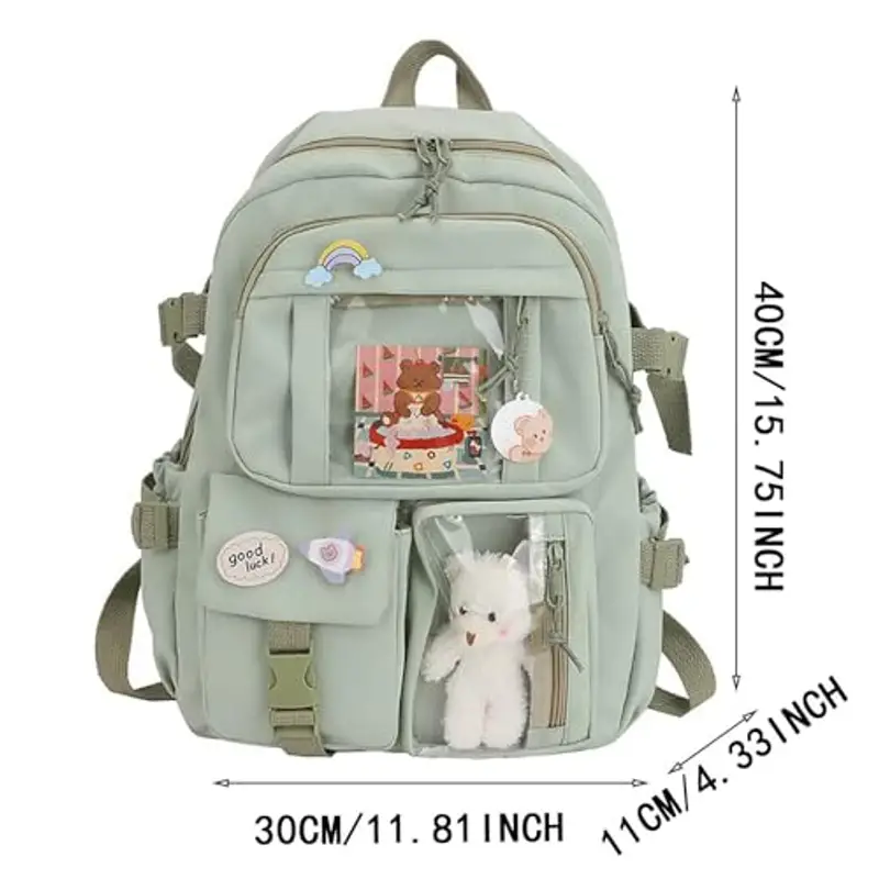 Generico Zaino per Bambina e Ragazza Zainetto Scuola Elementare Bambini Carina Borsa da Scuola con Accessori Pendenti miniatura 3