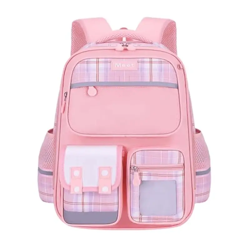 Generisch 2025 Scuola Primaria Borsa Da Scuola Bambini Borsa A Scacchi Grande Capacità Junior High School Studente Borse A Spalla Zaini Donne Nero, Colore: rosa., Taglia unica