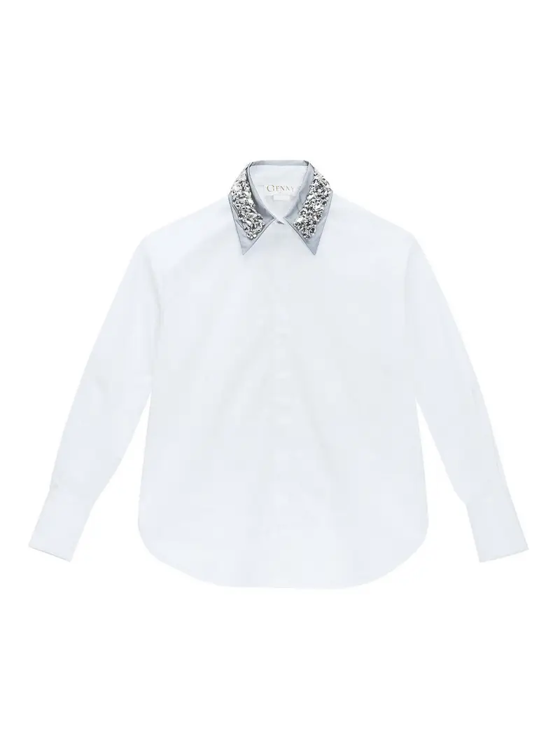 Camicia Colletto Cristalli Bianco