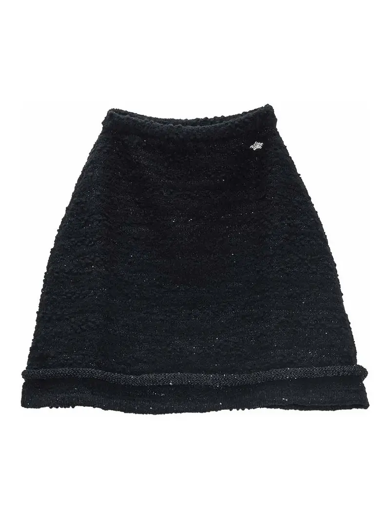 Gonna con paillettes in tweed Nero