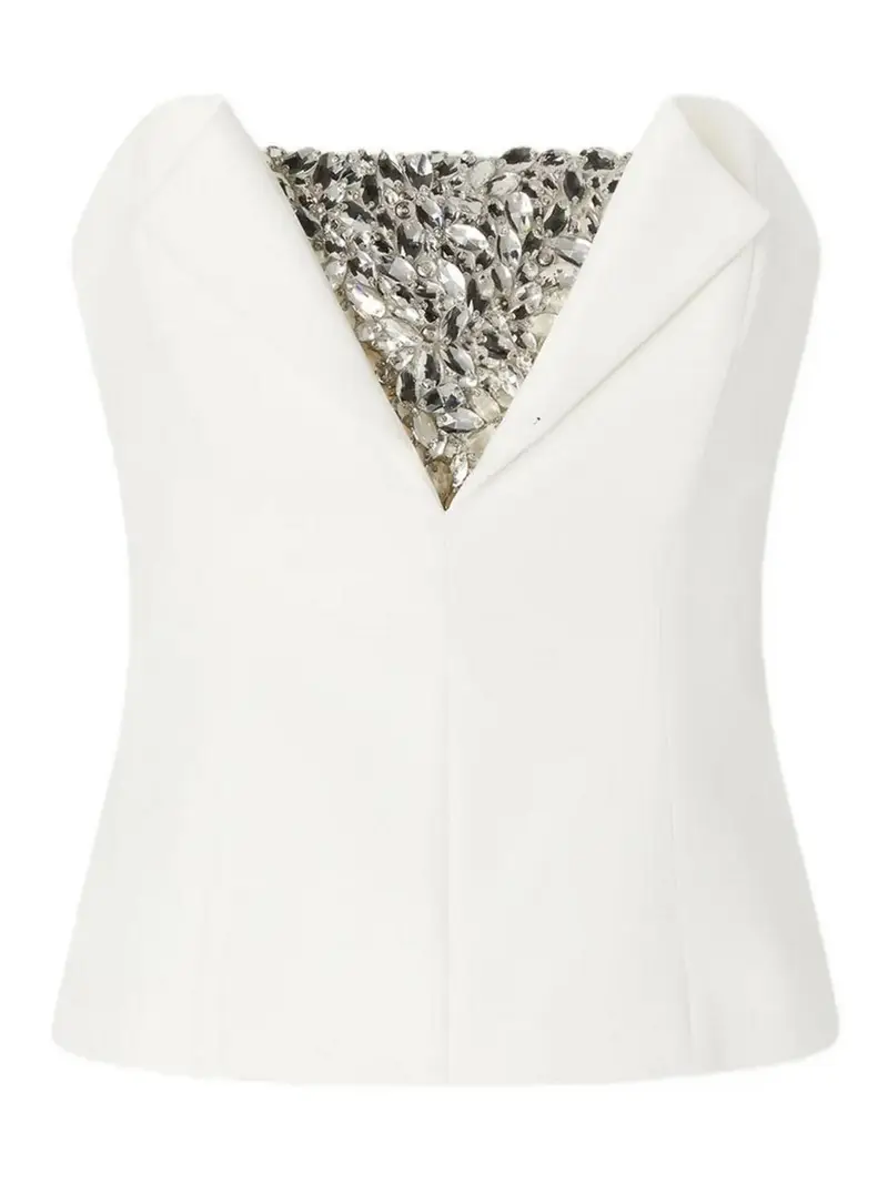 Top Bustier Con Strass Beige