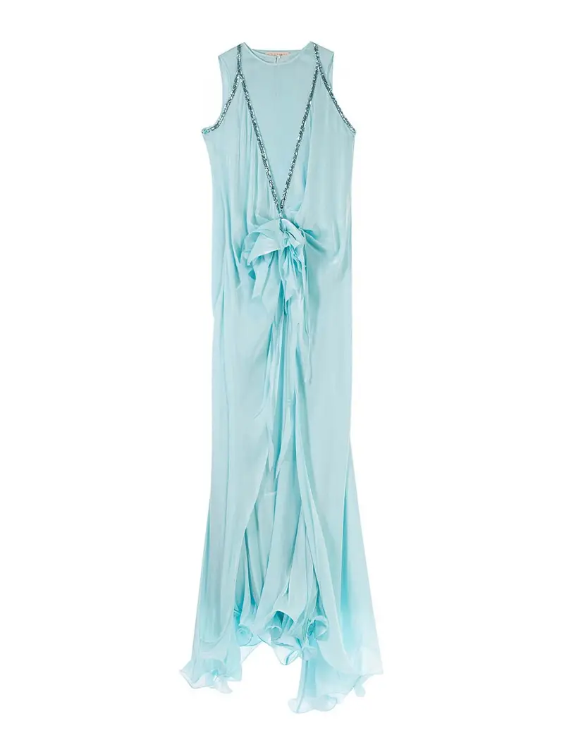 Vestito Lungo Chiffon Azzurro