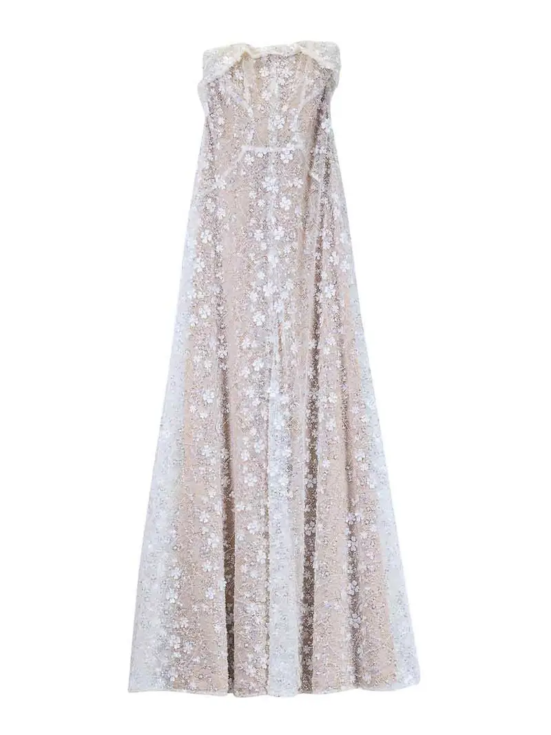 Vestito Pizzo Ricamato Multicolore