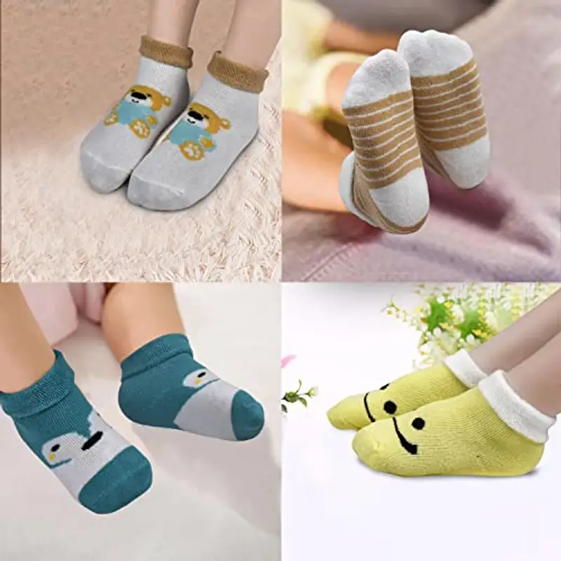 GENTABY Calzini unisex per neonati, in cotone, 10 paia di calzini per neonati, da 0 a 6 mesi a 1 a 3 anni, calzini spessi per l'inverno, Blu, 0-6 Monate miniatura 3