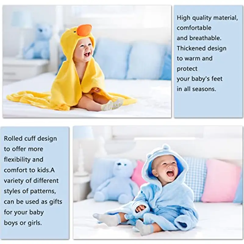 GENTABY Calzini unisex per neonati, in cotone, 10 paia di calzini per neonati, da 0 a 6 mesi a 1 a 3 anni, calzini spessi per l'inverno, multicolore, 0-6 Monate miniatura 3