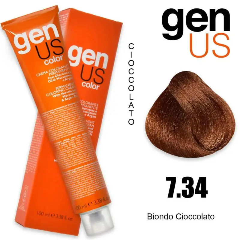 Crema colorante permanente Genus 100 ml 7,34