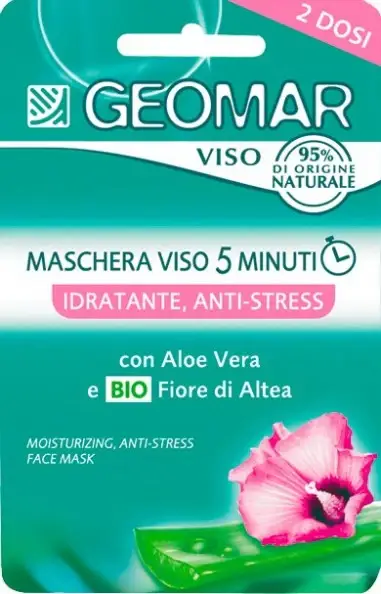 Maschera Viso 5 Minuti Idratante Antistress Con Fiore Di Altea Biologico E Aloe Vera 2 Dosi Da 15 Ml