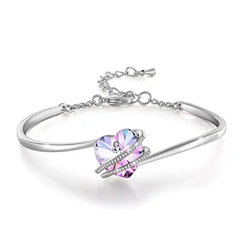 GEORGE · SMITH Charm Donna Bracciale in argento Bracciale Love Story con cristalli a forma di cuore viola - Il miglior