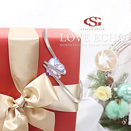 GEORGE · SMITH Charm Donna Bracciale in argento Bracciale Love Story con cristalli a forma di cuore viola - Il miglior miniatura 2