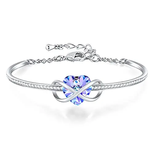 GEORGE · SMITH Infinito Bracciale Donna Placcato Argento Bracciale Cuore con Diamante 5A per Donna Gioielli per Natale,