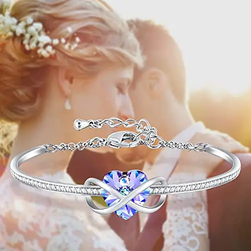 GEORGE · SMITH Infinito Bracciale Donna Placcato Argento Bracciale Cuore con Diamante 5A per Donna Gioielli per Natale miniatura 2