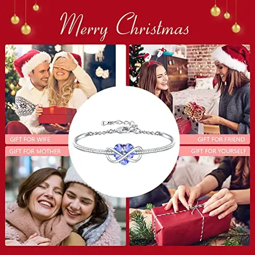 GEORGE · SMITH Infinito Bracciale Donna Placcato Argento Bracciale Cuore con Diamante 5A per Donna Gioielli per Natale miniatura 3