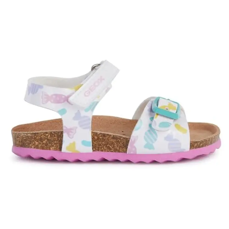 Geox B Sandal Chalki Girl, Bambina, Bianco/Multicolore, 25 EU