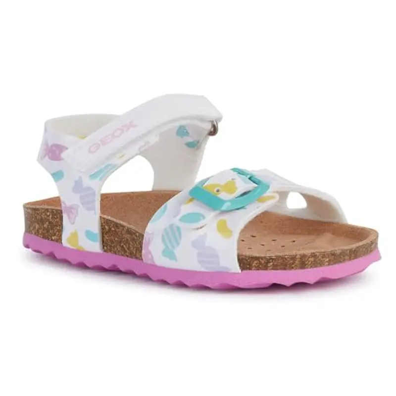 Geox B Sandal Chalki Girl, Bambina, Bianco/Multicolore, 25 EU miniatura 3