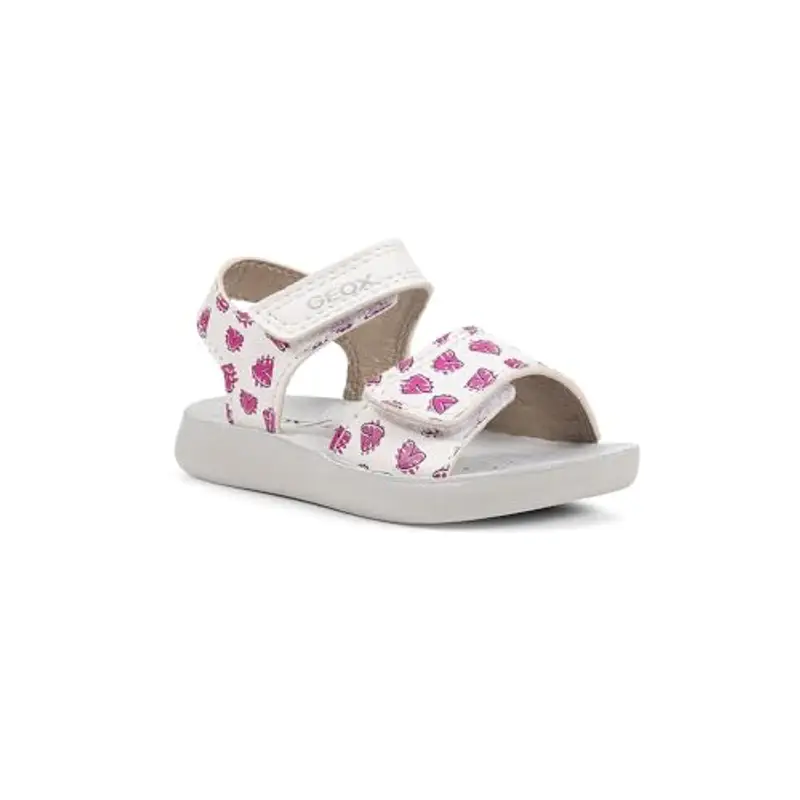 Geox B Sandal LIGHTFLOPPY, Bimba 0-24, White/Fuchsia, 20 EU
