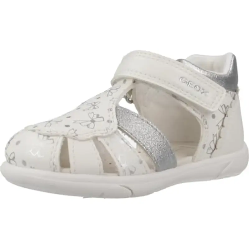 Geox B Sandal ZAPITO Girl, Bimba 0-24, White/Silver, 23 EU