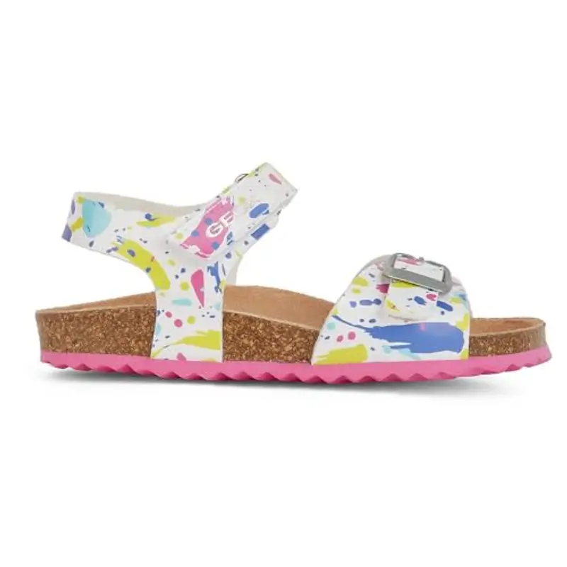 Geox J Adriel Girl C, Sandali, White Fuchsia, 36 EU