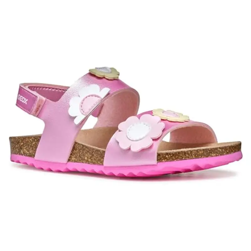 Geox J Adriel Girl D, Sandalo, Dk Pink/Lt Yellow, 29 EU