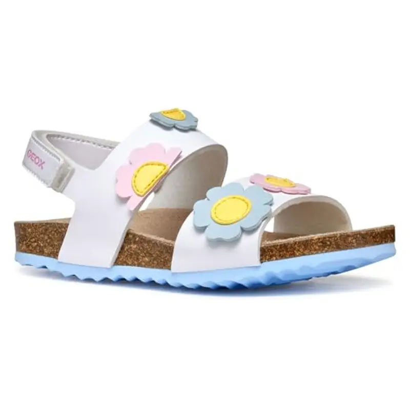 Geox J Adriel Girl D, Sandalo, White/Crystal, 27 EU