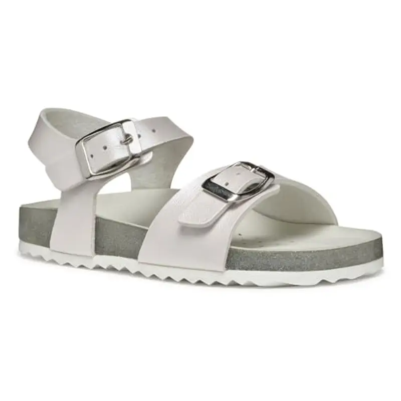 Geox J Adriel Girl I, Sandalo, White/Silver, 32 EU