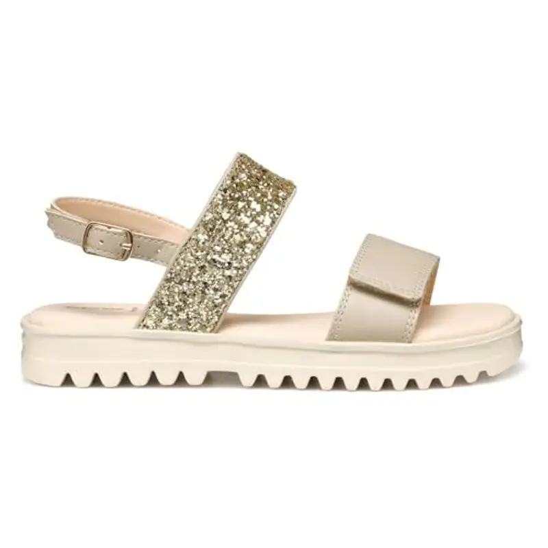 Geox J Sandal Coralie Gir, Beige/Platinum, 37 EU miniatura 3